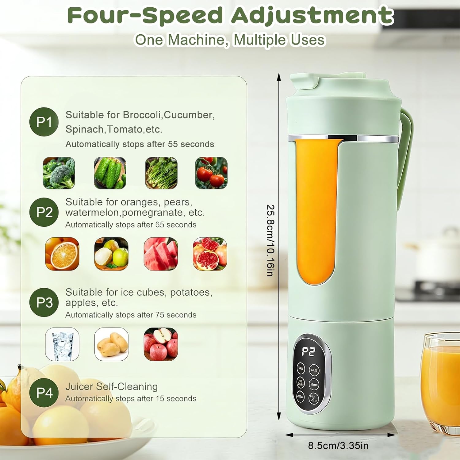 Portable Blender, 530Ml Fruit Smoothie Blender, Cordless Mini Blender, Rechargeable Portable Juicer Cup Strong Cutting Power with 12 Blades, for Home, Sport, Office