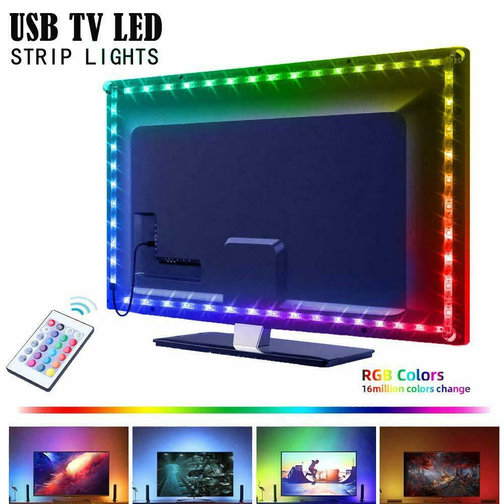 LED Strip Lights 1- 5M RGB 5050 Colour Changing Tape Cabinet Kitchen TV Lighting