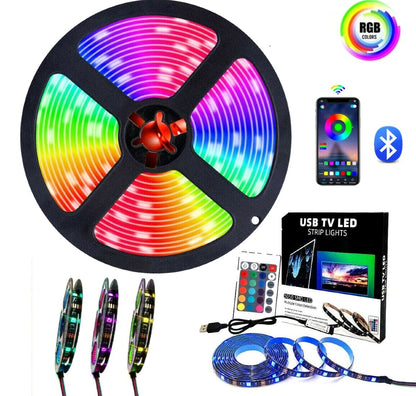 LED Strip Lights 1- 5M RGB 5050 Colour Changing Tape Cabinet Kitchen TV Lighting