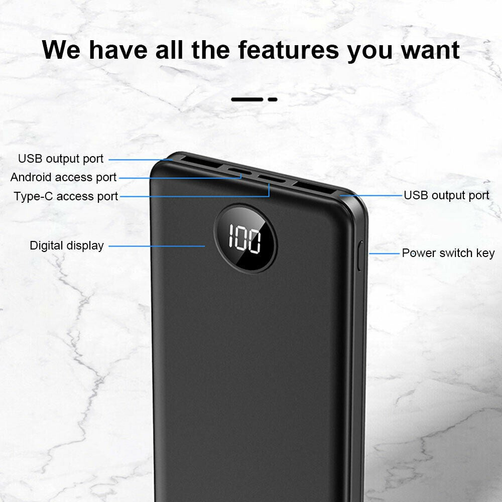 Power Bank 900000Mah Fast Charger Pack USB External Battery for Mobile Phone
