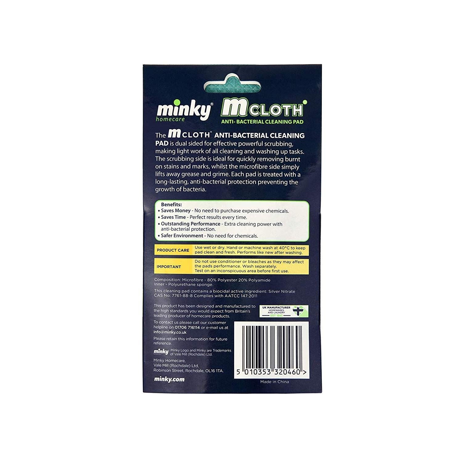 Minky M Cloth Super Soak up Microfibre Cloths Anti-Bacterial Cleaning Pads