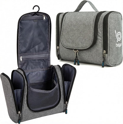 Travel Hanging Toiletry Wash Bag Makeup Cosmetic Organizer - Large Waterproof Hanging Toiletry Bags for Women and Men - Travel Essentials Accessories Hanging Wash Bag (Snowgray)